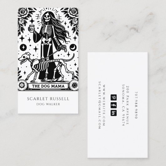 Tarot Dog Walker Pet Sitter Visitekaartje (Voorkant / Achterkant)