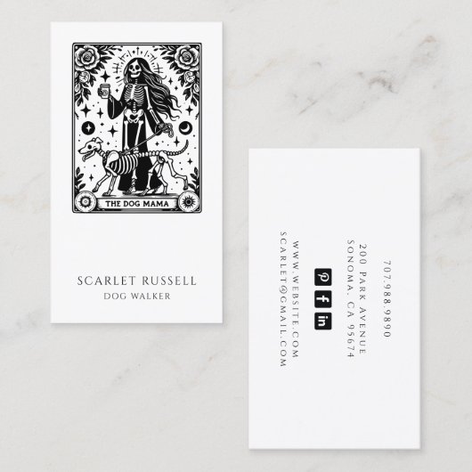 Tarot Dog Walker Pet Sitter Visitekaartje (Voorkant / Achterkant)