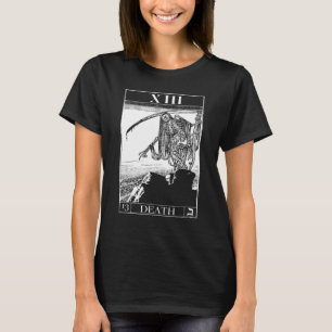 Tarot Dood Kaart Skelet Schedel Horror Botten Goth T-shirt