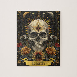 Tarot Doodkaart Gothische Hekserige Schedel & Bloe Legpuzzel