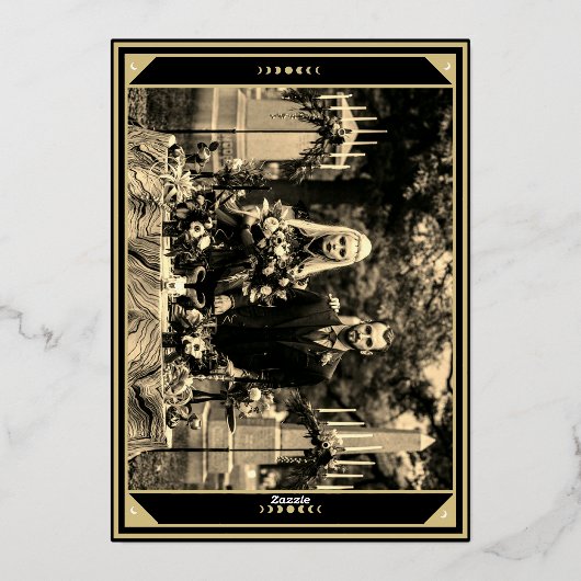 Tarot Elegant Dank je Black Gold Foil Foto Folie Uitnodiging (Achterkant)