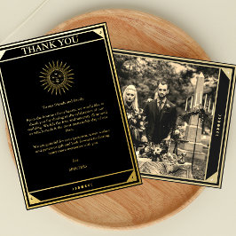 Tarot Elegant Dank je Black Gold Foil Foto Folie Uitnodiging