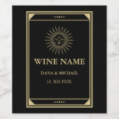 Tarot Elegant Gold Black Sun Moon Wijn Etiket (Enkel label)