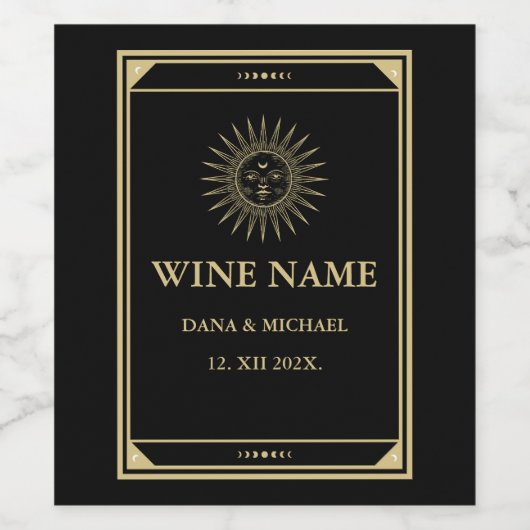 Tarot Elegant Gold Black  Sun Moon Wijn Etiket (Enkel label)
