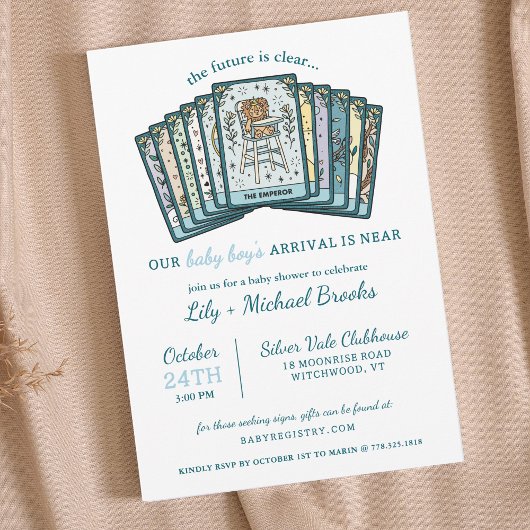 Tarot Emperor Baby Boy Celestial Baby Shower Kaart