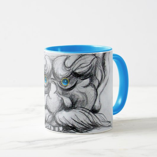 TAROT, FANTASY GROTESQUE MASK Black White Blue Mok (Voorkant rechts)