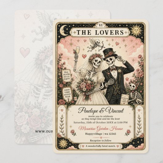 Tarot Feest Tot de Dood Ons Scheidt Trouwfeest Kaart (Voorkant / Achterkant)