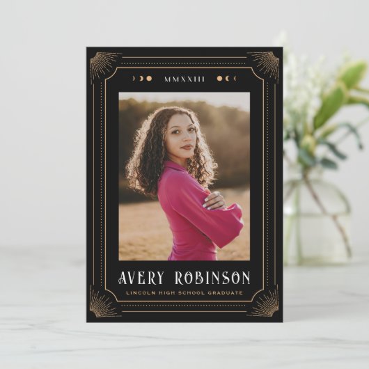 Tarot geïnspireerd Afstuderen foto bekendmaking Aankondiging (Staand voorkant)