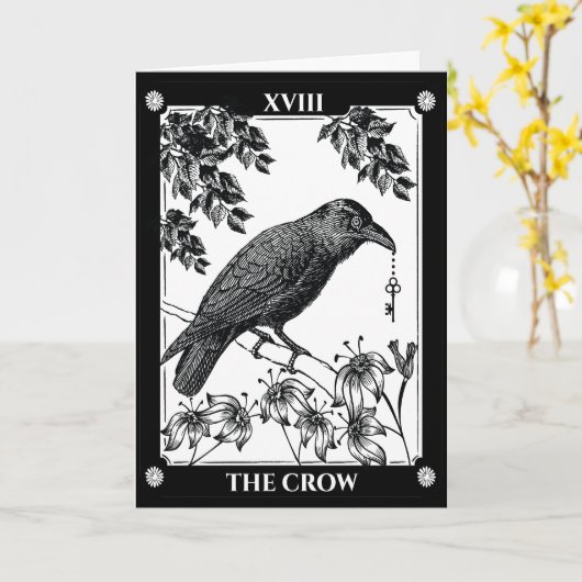 Tarot Geïnspireerd Halloween Crow Kaart (Gele Bloem)