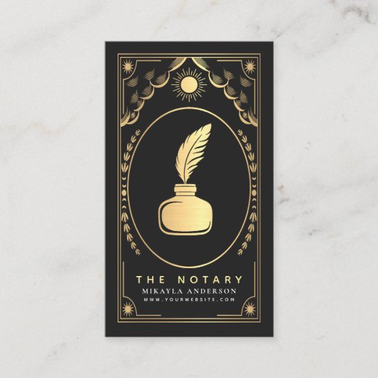 Tarot Gold & Black  Notaris Visitekaartje (Voorkant)