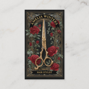 Tarot Goth Vintage Kapsalon Gouden Schaar Visitekaartje