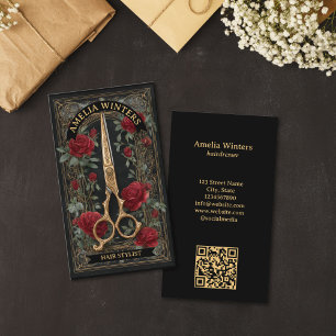 Tarot Goth Vintage Kapsalon Gouden Schaar Visitekaartje