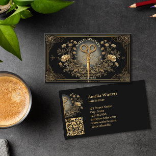 Tarot Goth Vintage Kapsalon Gouden Schaar Visitekaartje