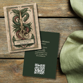 Tarot Goth Vintage Kapsalon Gouden Scharen Visitekaartje