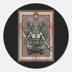 Tarot Gothic Card Baphomet Satanic Witch Pentagram Ronde Sticker