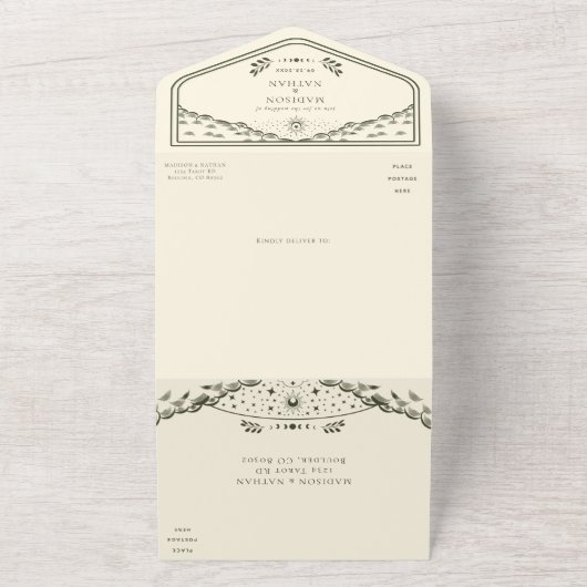 Tarot Gothic Wedding All-in-One Uitnodigen All In One Uitnodiging (Buitenkant)