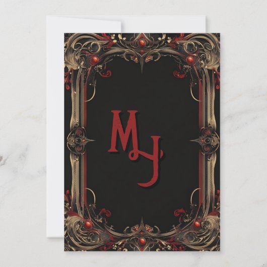 Tarot Gothic Zwart en Goud Monogram Kaart (Achterkant)