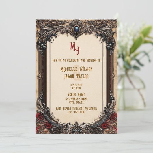 Tarot Gotisch Middeleeuws Gouden Monogram Kaart (Staand voorkant)