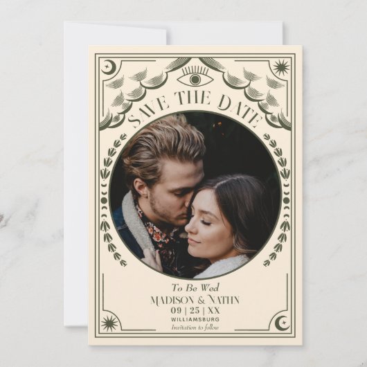  Tarot Gotische Trouwfoto Bewaar de Datum Kaart (Voorkant)