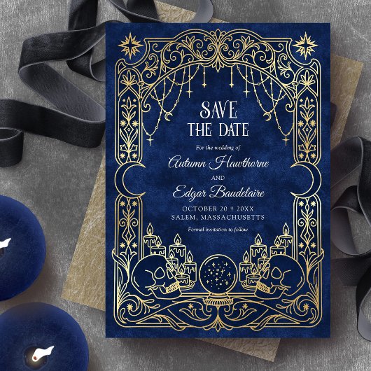 Tarot Halloween Gotische Blauwe Trouwdag Save The Date