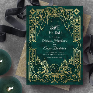 Tarot Halloween Groene Gotische Bruiloft Save The Date