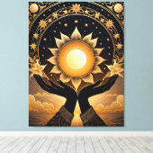 Tarot handen met een magische zon canvas afdruk (Insitu (Houten vloer))