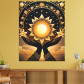 Tarot handen met een magische zon canvas afdruk (Insitu (Woonkamer))