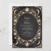 Tarot Hemel Bruiloft Zon Maan Sterren Goud Save The Date (Voorkant)