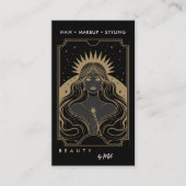 Tarot Hemels Mystiek Modern Elegant Zwart Goud Visitekaartje (Voorkant)