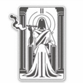 Tarot Hoge Priesteres Onkruid Roken Occult Sticker (Voorkant)