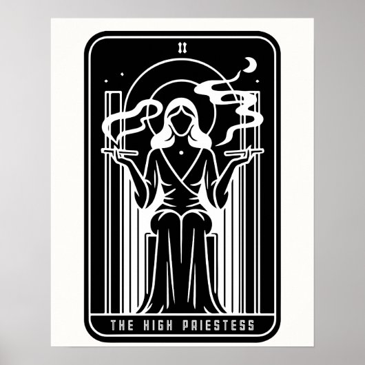 Tarot Hoge Priesteres Vrouw Wiet Roken Occult Poster (Voorkant)