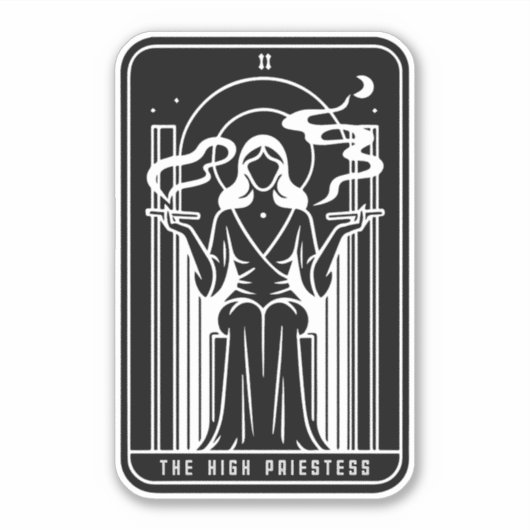 Tarot Hoge Priesteres Vrouw Wiet Roken Occult Sticker (Voorkant)