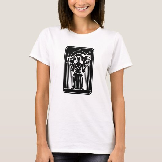 Tarot Hoge Priesteres Vrouw Wiet Roken Occult T-shirt (Voorkant)