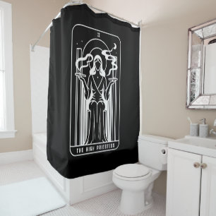 Tarot Hoge Priesteres Vrouwelijke Wiet Roken Occul Douchegordijn