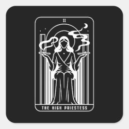 Tarot Hoge Priesteres Vrouwelijke Wiet Roken Occul Vierkante Sticker