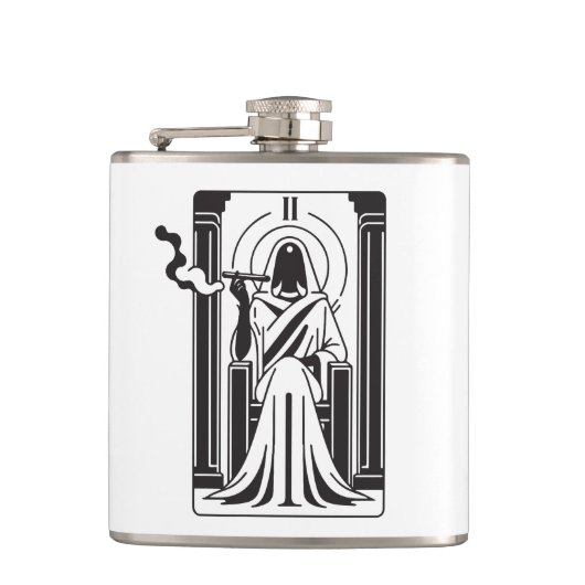 Tarot Hoge Priesteres Wiet Roken Occult Heupfles (Voorkant)