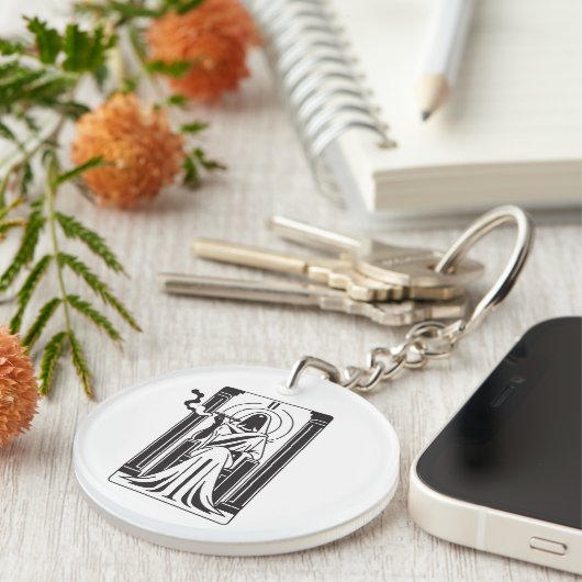Tarot Hoge Priesteres Wiet Roken Occult Sleutelhanger (Voorkant Rechts)