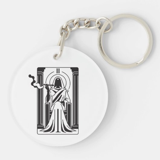 Tarot Hoge Priesteres Wiet Roken Occult Sleutelhanger (Achterkant)