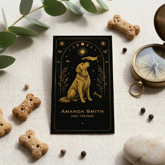 Tarot Hondentrainer Zwart Goud Boho Visitekaartje