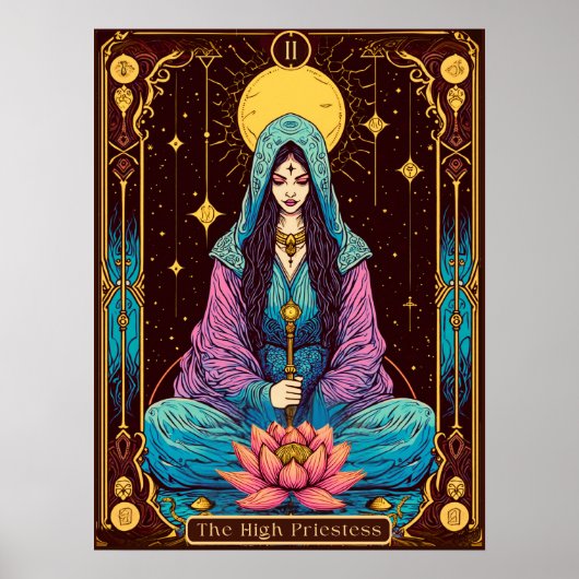 Tarot illustratie, de Hogepriesteres Poster (Voorkant)