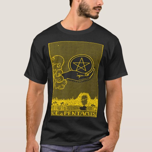  TAROT KAART ACE PENTACLES T-SHIRT (Voorkant)