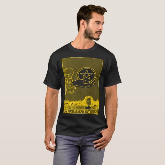  TAROT KAART ACE PENTACLES T-SHIRT (Voorkant volledig)
