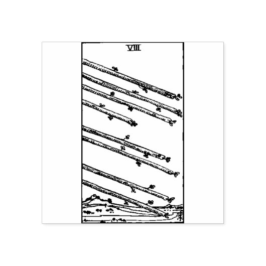 Tarot Kaart: Acht van Wands: 8 van Wands Rubberstempel (Afrduk)