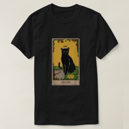 Tarot Kaart Black Cat Salem Atheist Occult Pagan W T-shirt (Design voorkant)