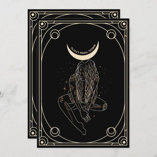 Tarot kaart bruids douche uitnodiging (Voorkant / Achterkant)
