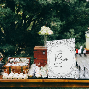 Tarot Kaart Bruidsbruiloft B+W-balk Reclamebord Met Voetstuk