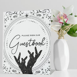 Tarot Kaart | Bruidsbruiloft | B+W Gastenboek Reclamebord Met Voetstuk