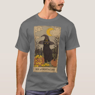 Tarot Kaart Crescent Moon and Black Cat Witch Pet  T-shirt