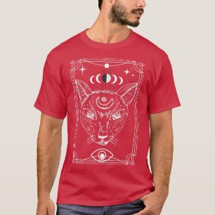 Tarot Kaart Crescent Moon and Cat T-shirt6453 T-shirt
