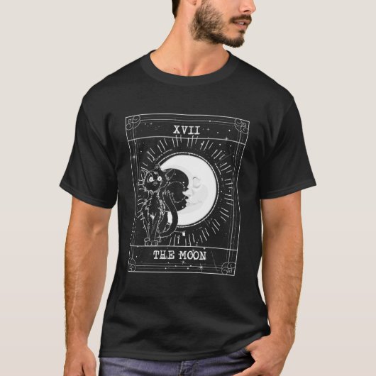 Tarot Kaart Crescent Moon Black Cat Witchy Gothic T-shirt (Voorkant)